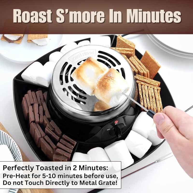 S'MORES GALORE ™ Electric Smores Maker Tabletop Indoor - Perfect Family Smore Maker All Year Long - Indoor Marshmallow Roaster Smores Kit w/Serving Tray - Party Sized Electric S'mores Maker - Image 5